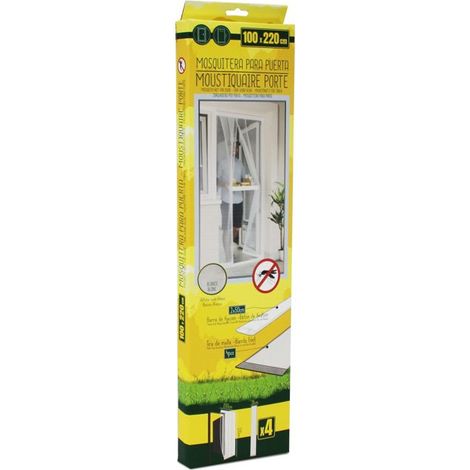 Moustiquaire de porte 100 x 220 cm avec Fixation auto-agrippante, protection efficace contre moustiques, mouches et araignées, Blanc (1/3)