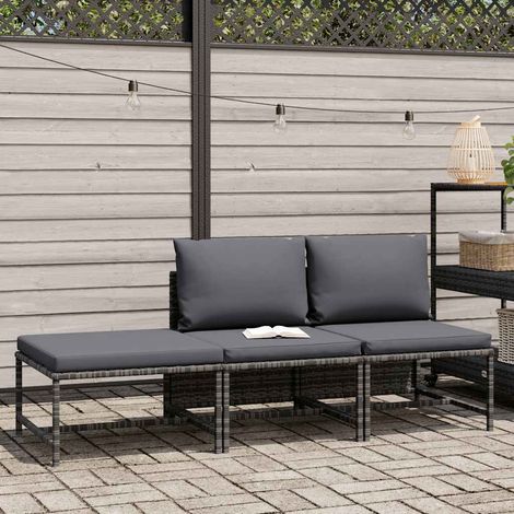 Maison Exclusive - 3-tlg. Garten-Sofagarnitur mit Kissen Grau Pol