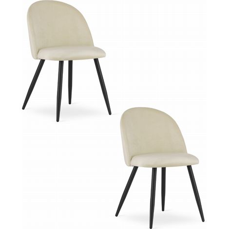 Bello-Stuhl – beiger Samt / schwarze Beine x 2 (1/5)