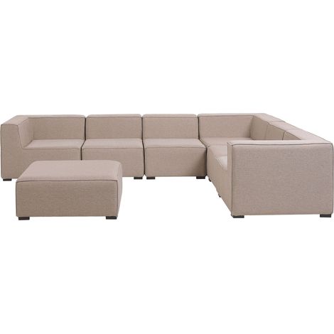 Salotto Beige 7 Posti Componibile con Pouf Esterno e Interno sinistro Arezzo (1/5)