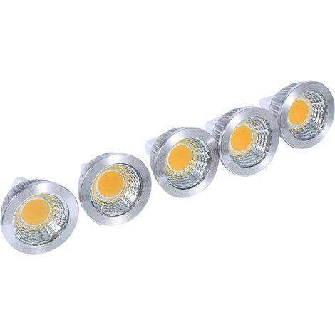 Spot Led MR16 - 3 W - Blanc Chaud - Technologie COB - Pour Éclairage Intérieur Extérieur - Lot de 5