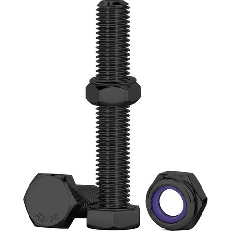 Boulon M8 - M8x60mm - Acier Inoxydable A2 - Écrou Autobloquant Nylon - Pour Meubles Voiture Vélo Bateau Impression 3D - Lot de 10