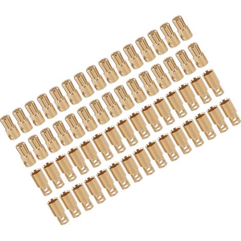 30 paires de connecteurs banane mâles et femelles plaqués or pour batteries industrielles, de modélisme et de radiocommande. (1/5)