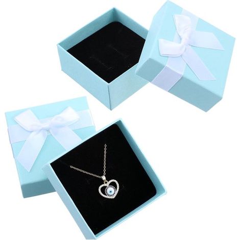 2 piccole scatole regalo 7 x 7 x 3,5 cm, in carta kraft, portagioie con nastro grigio per anelli, orecchini, collane. Scatole regalo con coperchio. (1/5)