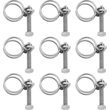 Colliers de serrage à double fil réglables – Lot de 20 – 18 à 22 mm – Acier inoxydable 201 – Pour tuyaux, plomberie et raccords (1/5)