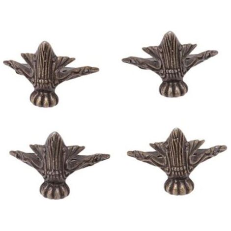 4 pièces Petit Pied d’angle décoratif en metal pour boîte à bijoux, table avec vis Style vintage (1/5)