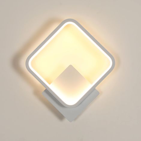 Applique Murale Intérieure LED, 17W Lampe Murale Carre Blanche, Chaud, Applique Murale Moderne Minimaliste
