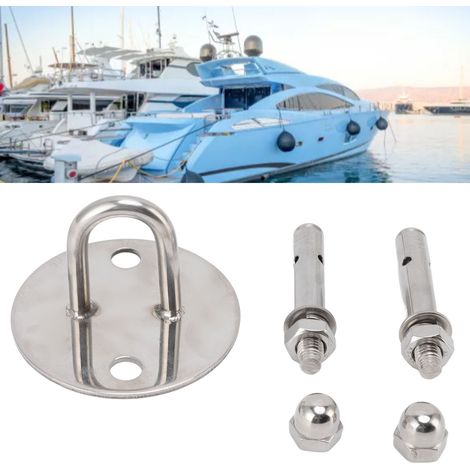[Gancho para colgar] Anclaje de pared en forma de U, placa de 8 mm de espesor, acero inoxidable 304, resistente a la corrosión, capacidad de carga máxima, para cuerdas de piscina/yate/hamaca/columpio. (1/5)
