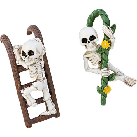 Lot de 2 supports pour plantes en résine forme squelette avec échelle (1/5)