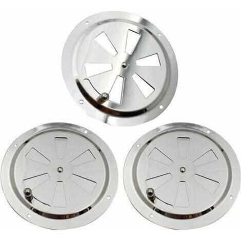 3-teiliges rundes Lüftungsgitter, Lüftungsrosette aus Edelstahl, 125-mm-Luftauslass, verstellbare Luftöffnung, lamellenförmiger Ventilator, für Raucher und Wohnmobile