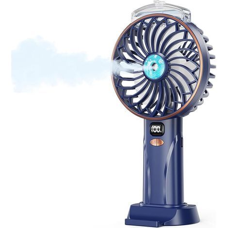 Ventilateur Brumisateur Portable - 4000mAh Mini Ventilateurs à main Rechargeable USB,5 Vitesses,Petit Ventilateur Bureau avec Base,Affichage LED,Fan Sans Fil,pour Études,Travail,Camping,Voyages (1/5)
