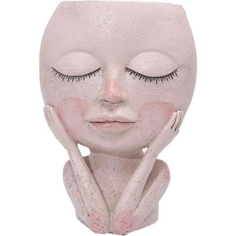 Pot De Fleurs - Résine - Forme Portrait Humaine - Pour Plantes Succulentes Cactus Herbes - Bureau Jardin Intérieur - 12 x 7 x 17 cm - 1 Pièce (1/5)