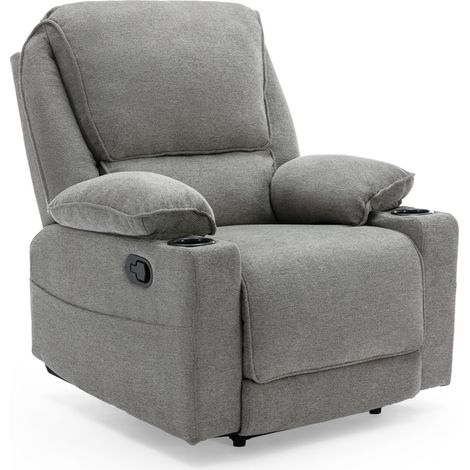 SYDNEY FABRIC MANUAL RECLINER CHAIR 1 SEATER GREY (1/5)