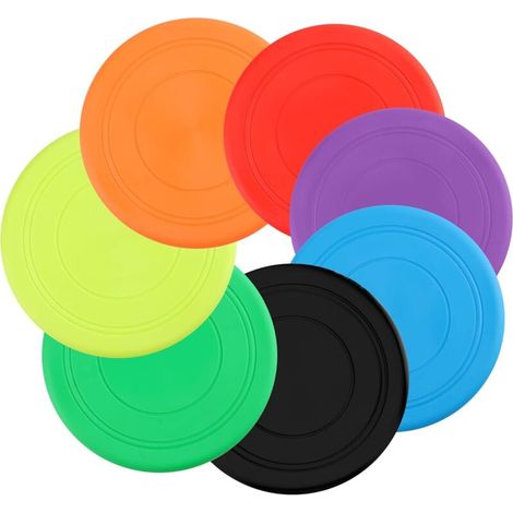 7 Pack Dog Frisbees, 18cm Frisbee Toy for Dogs, Rubber Frisbee Toy, for Land and Water Training, Dog Training, Throw, Catch and Play (1/5)