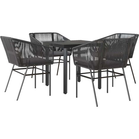 Maison Exclusive - 5-tlg. Garten-Essgruppe mit Kissen Schwarz Pol