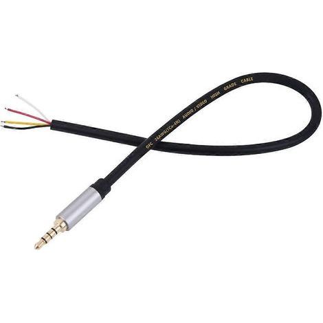 Câble audio avec prise jack mâle 3,5 mm et fils nus pour réparation d'écouteurs et de microphones (1/4)