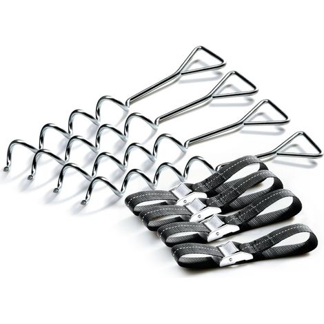 Salta Trampoline Unisex Juventud Trampoline Befestigungs-Set: 4 Sturmhaken en Spriralbauweise Plata 30.48 cm