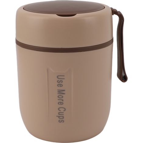 Isolierte 500-ml-Thermoskanne aus Edelstahl 304, auslaufsicherer Lebensmittelbehälter für Schule, Camping und Reisen, khakifarben (1/5)