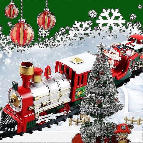 Train de Noël électrique - Son et lumière - Décoration de Noël avec wagon animé et rails en forme de sapin - HHWW (1/4)