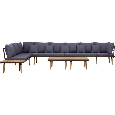 Garten-Lounge-Set 8-Sitzer mit Kissen Massivholz Akazie