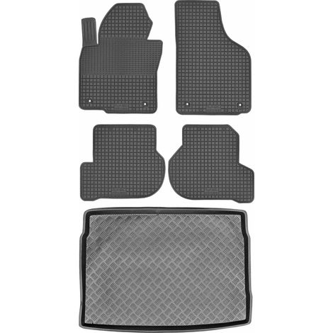 Ensemble de tapis de sol en caoutchouc pour Volkswagen Golf V Hatchback (2003-2009) + tapis de coffre