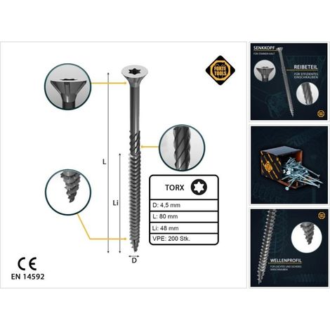 Forte Vis Universelles Argenté 80 mm Torx Galvanisé (1/2)
