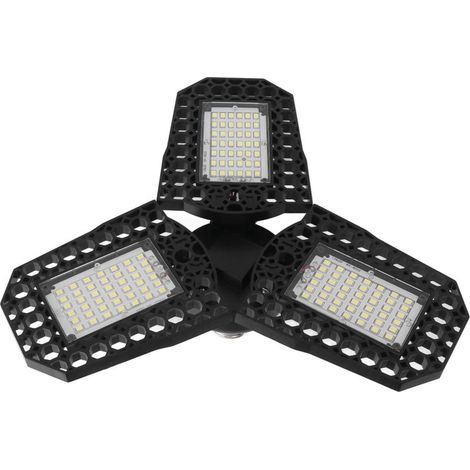 Plafonnier LED E27, 60 W, lampe pliante à trois abat-jour, éclairage pour garage, entrepôt, usine, auvent, 85-265 V (1/5)