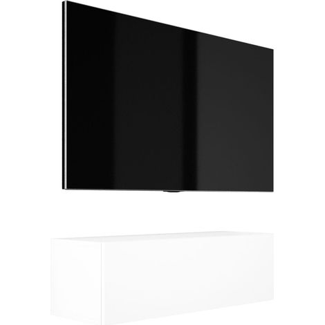 Meuble TV Suspendu, 100 x 34 x 32 cm, Blanc Mat (1/5)