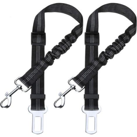 Ceinture de sécurité pour chien avec amortisseur élastique et mousqueton robuste. ceinture réglable pour chien. niveau de sécurité le plus élevé pour toutes les races de chiens et chats. noir 2-pack (1/4)