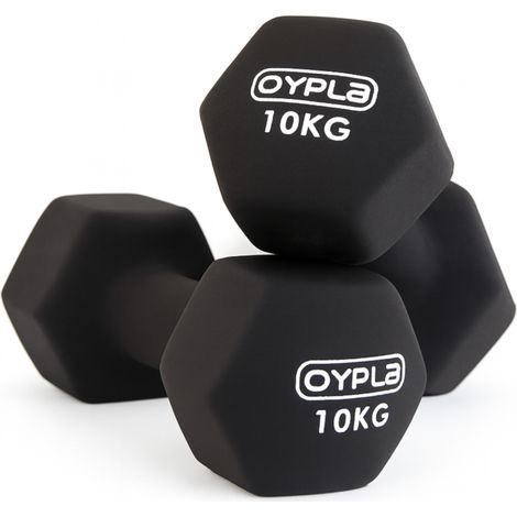 Oypla Pair of 10kg Hex Anti Roll Neoprene Non Slip Hand Dumbbells Workout Weights (1/5)