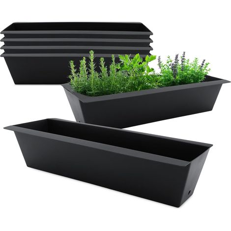 Insert pour Palette - Lot de 6 - Plastique Anthracite - Bac à Fleurs - Jardin Vertical - 37x12,5x9,5cm (1/5)