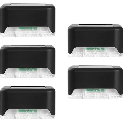 Solar Step Lights Led Deck: 5Pcs Waterproof Weatherproof Stairs Lighting for Outdoor Yard Patio Post Railing Garden Backyard Front Door Pathway Driveway Porch Walkway White Light (1/5)