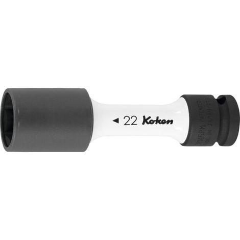 KO-KEN Douille IMPACT 6 pans, 1/2 pouce mince, avec gaine en plastique, Ouverture: 17 mm