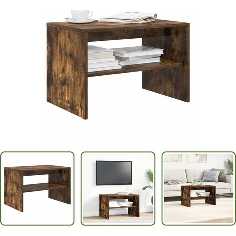 Meuble tv bois - Meuble TV chêne fumé 60x40x40 cm bois d'ingénierie (1/5)