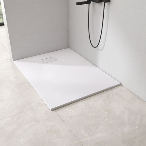 EMKE Receveur de douche, receveur de douche plat antidérapant SMC receveur de douche coupé sur mesure  120x90cm Blanc