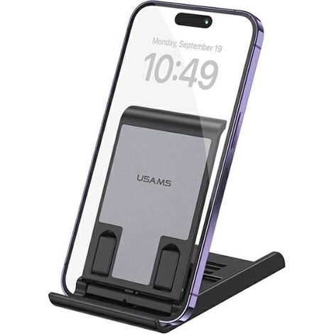 Soporte de escritorio plegable negro para teléfono/tableta USAMS (1/4)