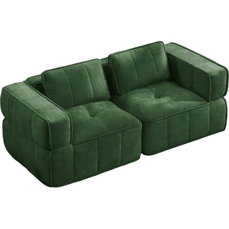 Sofá modular de 2 plazas verde en poliéster MODENUIT (1/5)