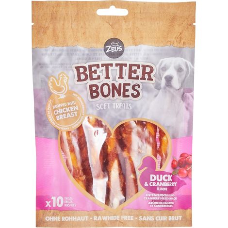 Zeus BetterBones, bastoncini da masticare ritorti per cani, con carne d'anatra e mirtillo rosso, 10 cm (1/4)