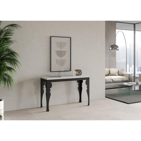 Tavolo "Pistoia" allungabile in legno per sala da pranzo -Allungabile fino 120x90 cm / Bianco Frassino (1/4)