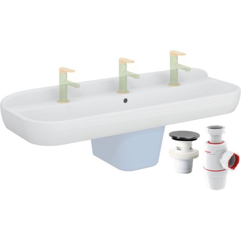 Lavabo pour enfant VitrA Sento Kids 125 cm + siphon et bonde Wirquin