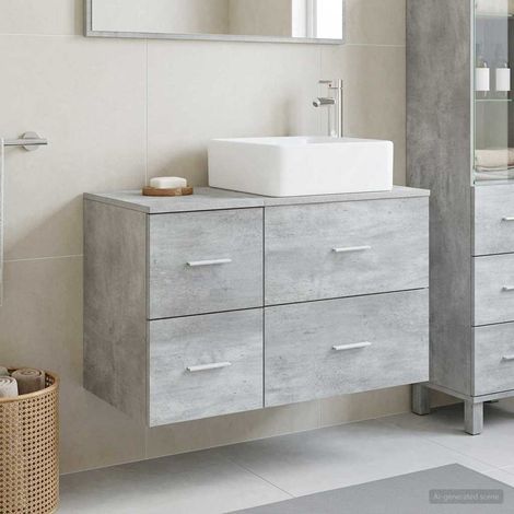 Beyamis Ensemble de meubles de salle de bain 2 pièces Gris béton (1/5)