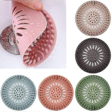 Barsinfi Lot de 5 attrape-cheveux pour bonde, filtre en silicone pour baignoire et lavabo, couvercle de bonde de douche, piège à cheveux, attrape-cheveux (1/5)