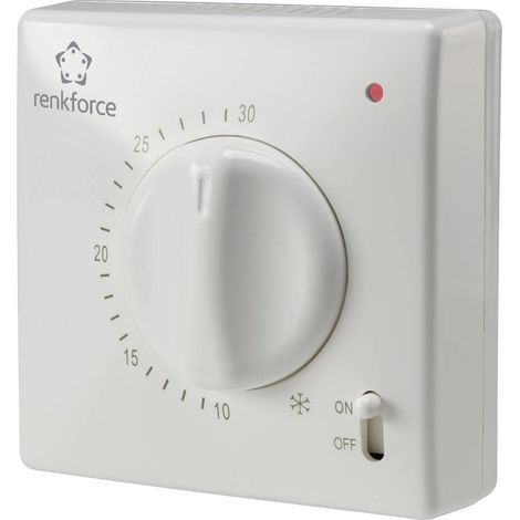 Thermostat d'ambiance TR93 – Montage apparent 80mm – Plage de réglage 5-30°C – Compatible radiateurs et climatiseurs – Renkforce (1/2)
