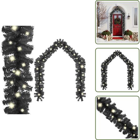 Weihnachtsgirlande mit LED 10 m Schwarz - Weihnachtsdeko - Lichterkette - LED-Beleuchtung - Christbaumschmuck - Innendekoration (1/5)