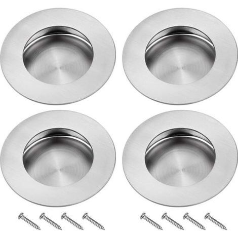 Poignee Porte Coulissante Encastrées en Acier 304 Inoxydable Poignées Rondes à Rainures Invisibles pour Porte Coulissante Armoire (1/4)