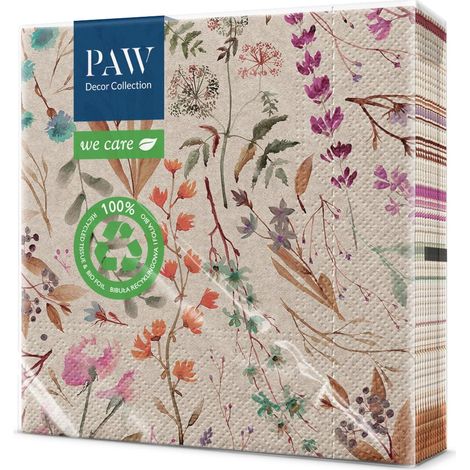 PAW - Tovaglioli di Carta Colorati (33 x 33 cm) I 20 Pezzi I 3 Veli I Decorati per Compleanni e Feste I Tovaglioli Carta - Ecologia, Tutela Ambientale, Fiori - Floral Bouquet (1/4)