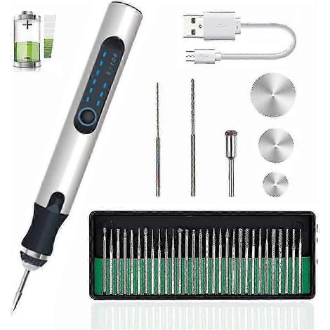Bolígrafo grabador recargable por USB para joyería, vidrio, madera, metal, piedra y plástico. (1/5)