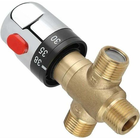 Mitig thermostatique, mitig thermostatique en laiton massif à 3 voies Robinet de réglage de la température pour système de douche (1/4)