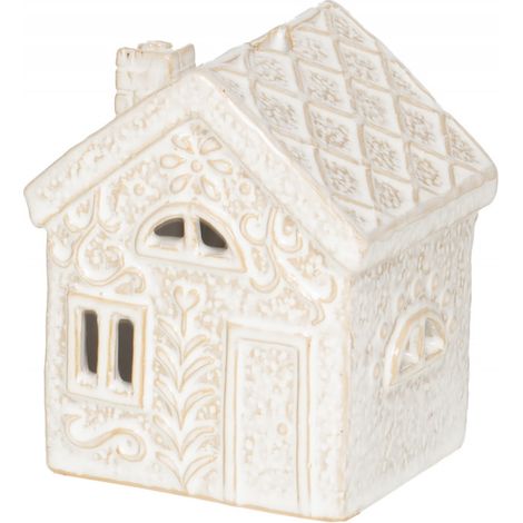 Amadeus - Photophore maison crème H7,7 cm en céramique (1/3)