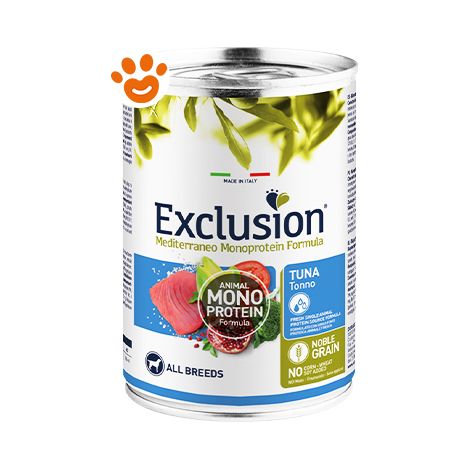 Exclusion Dog Mediterraneo All Breed Adult Tonno  - Exclusion Dog Mediterraneo All Breed Adult Tonno - Lattina Da 400 Gr